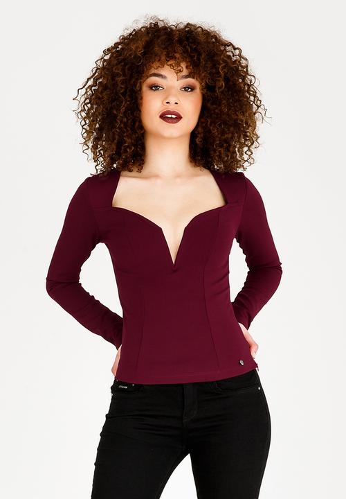 SISSY BOY - Sweetheart Neck Top Burgundy