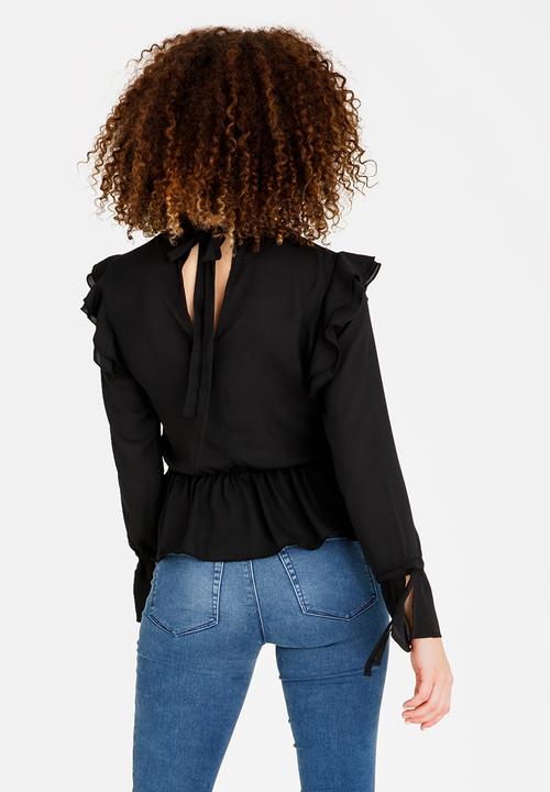 SISSY BOY - Ruffle Detail Blouse Black
