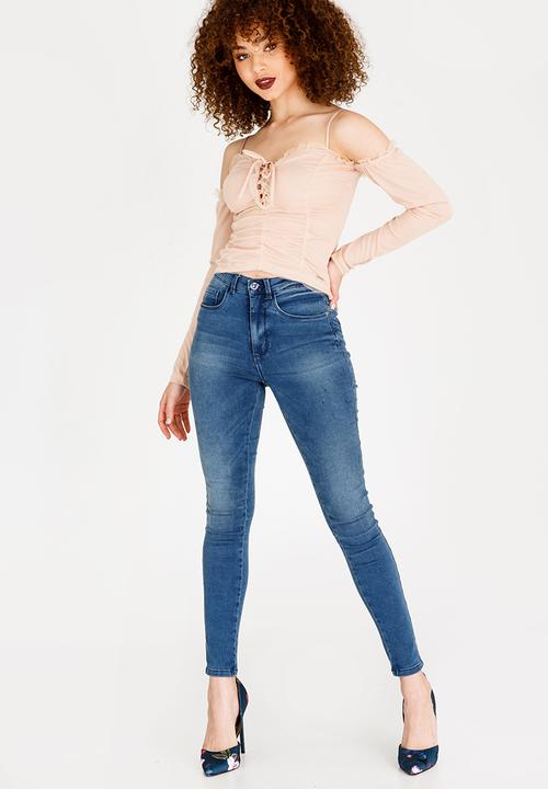 SISSY BOY - Lace-up Detail Top Nude