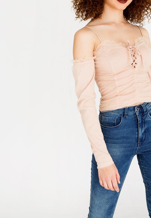 SISSY BOY - Lace-up Detail Top Nude