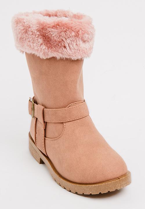 Jumbo - Boot with fluffy trim - pink