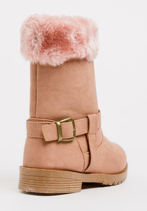 Jumbo - Boot with fluffy trim - pink