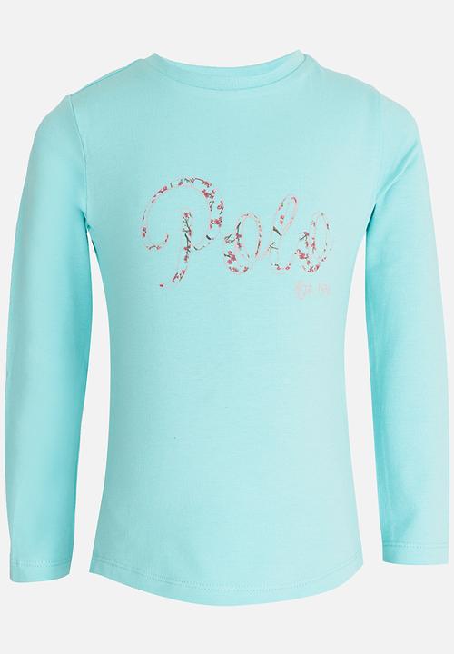 POLO - Kayla LS Printed Tee Turquoise