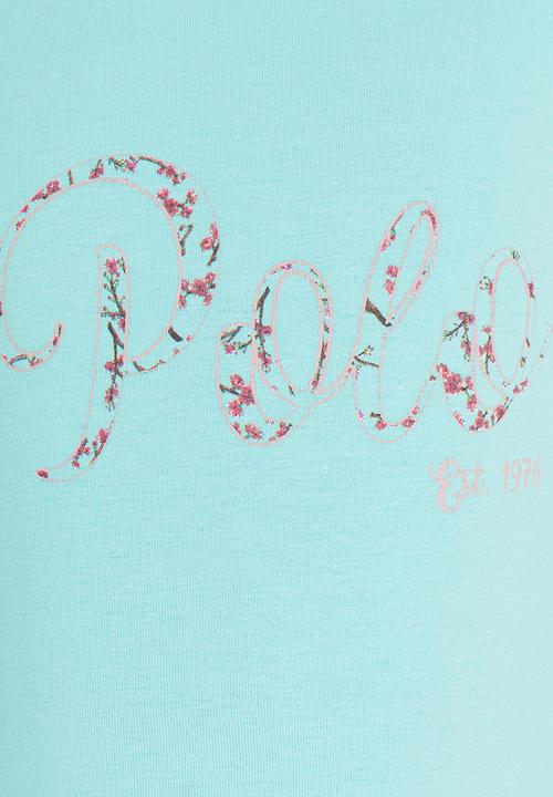 POLO - Kayla LS Printed Tee Turquoise