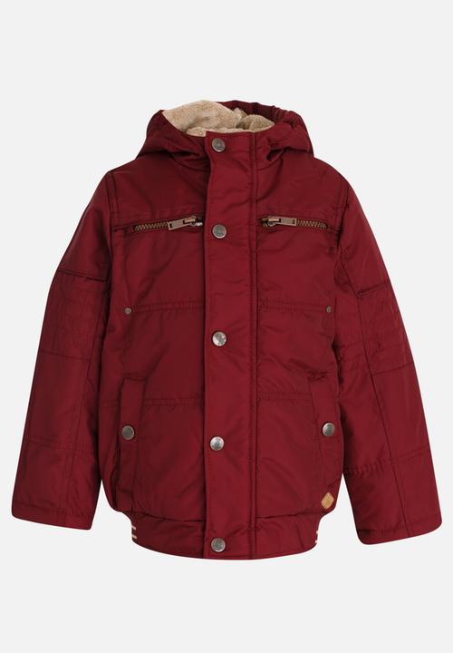 Pop Candy - Boys Bomber Jacket With Hoody Maroon
