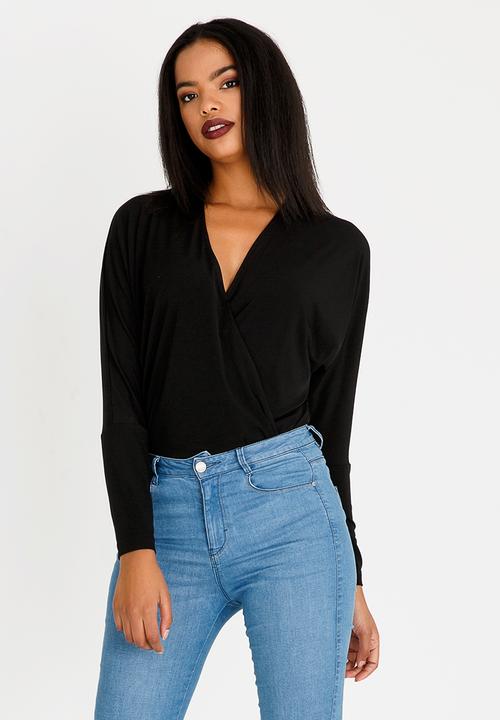 STYLE REPUBLIC - Wrap Detail Bodysuit Black