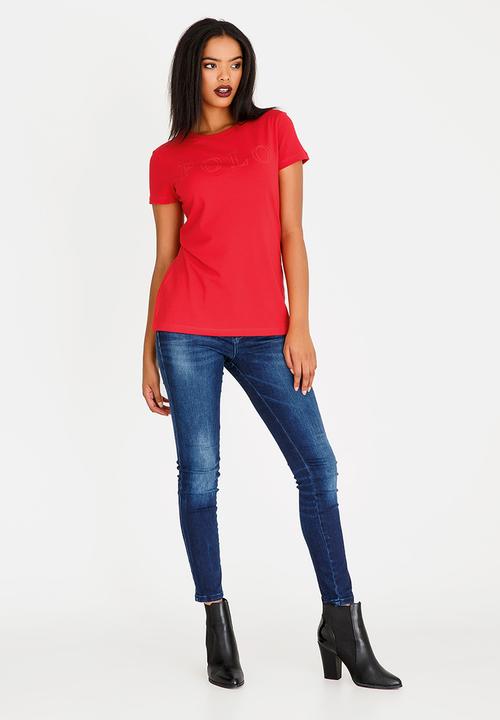 POLO - Cara Logo Printed Tee Red