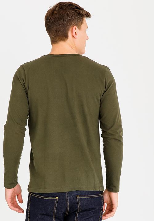 UrbanArt - Zander Crew Neck Top Khaki Green