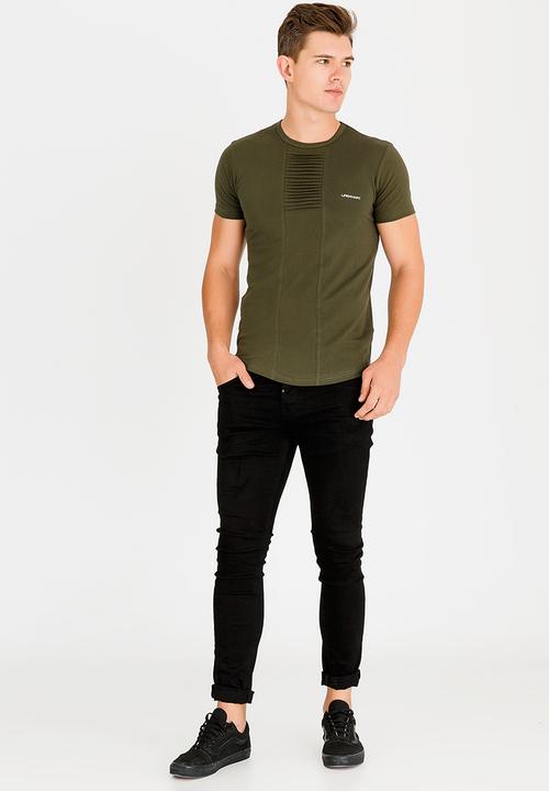 UrbanArt - Strip Crew Neck Top Khaki Green