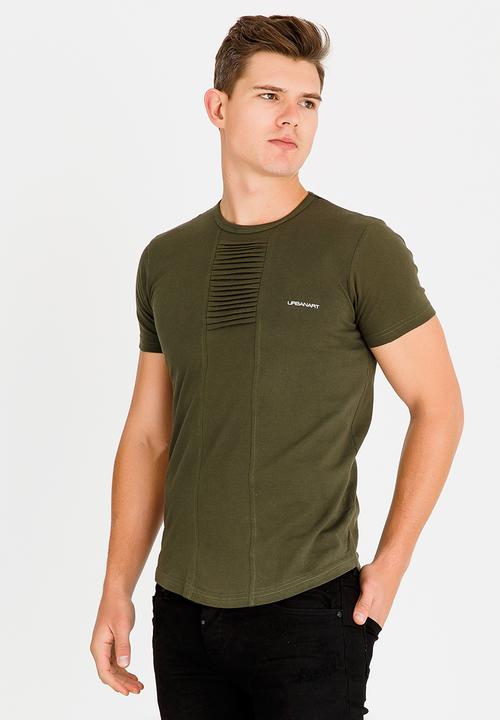 UrbanArt - Strip Crew Neck Top Khaki Green