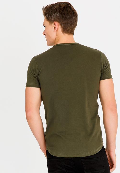 UrbanArt - Strip Crew Neck Top Khaki Green