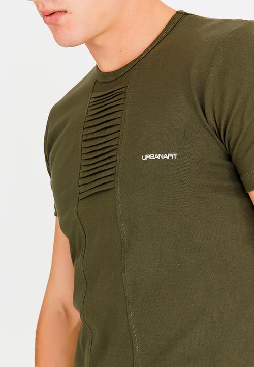 UrbanArt - Strip Crew Neck Top Khaki Green