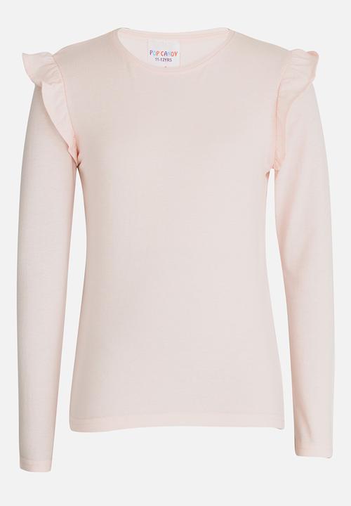 Pop Candy - Arm Frill Top Pale Pink