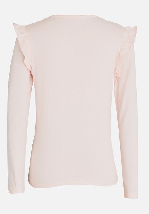 Pop Candy - Arm Frill Top Pale Pink