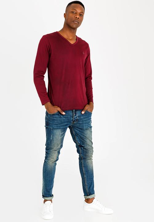UrbanArt - Zander Crew Neck Top Burgundy