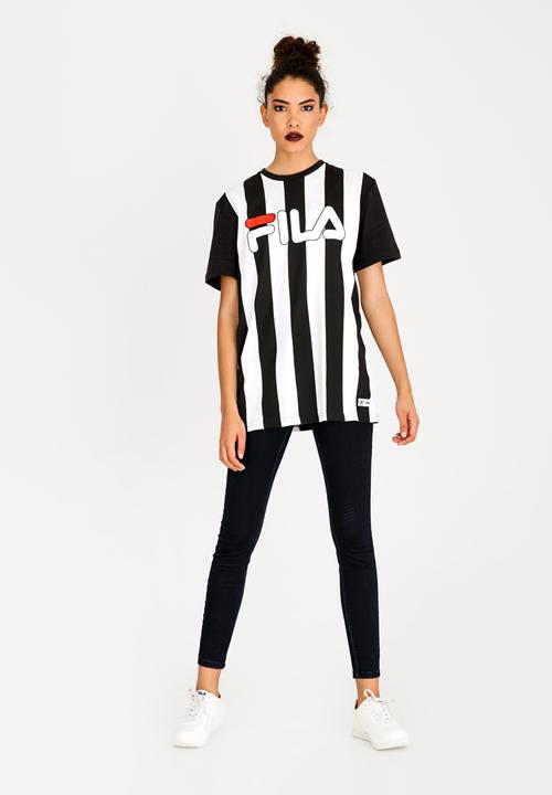 FILA - Curtis Stripe Cotton Tee Black and White