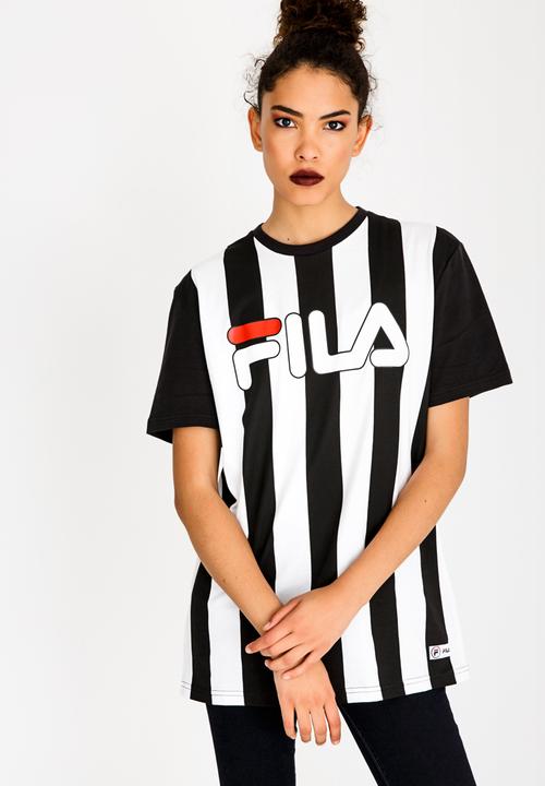FILA - Curtis Stripe Cotton Tee Black and White