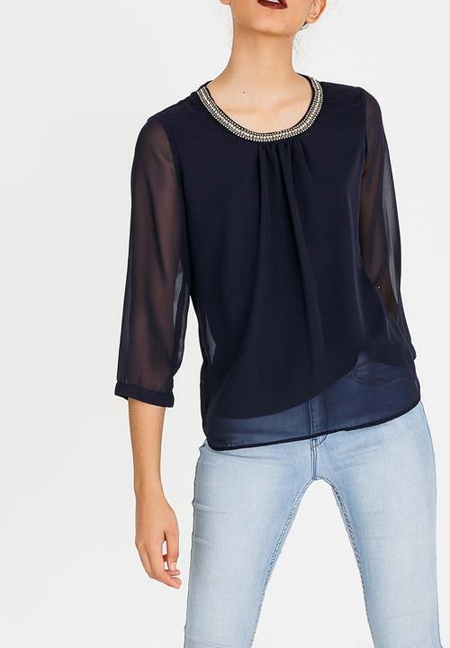 ONLY - Nete Dafne 3/4 Sleeve Top - Midnight