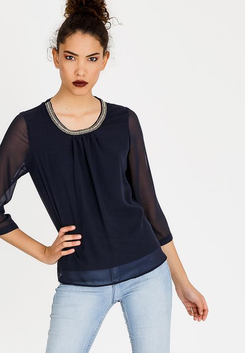 ONLY - Nete Dafne 3/4 Sleeve Top - Midnight