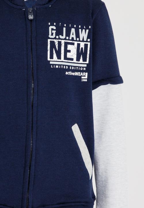 Pop Candy - Printed Zip Through Jacket Navy