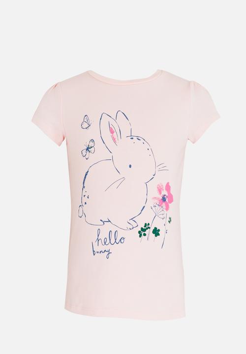 Pop Candy - Bunny Printed Tee Pale Pink