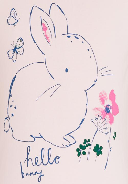 Pop Candy - Bunny Printed Tee Pale Pink