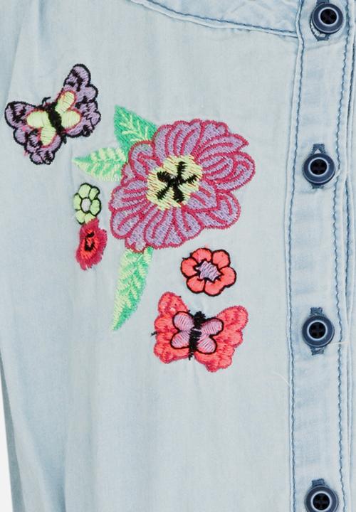 Pop Candy - Printed Sleeveless Dress Pale Blue