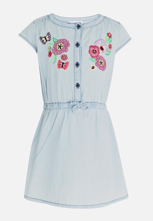 Pop Candy - Printed Sleeveless Dress Pale Blue