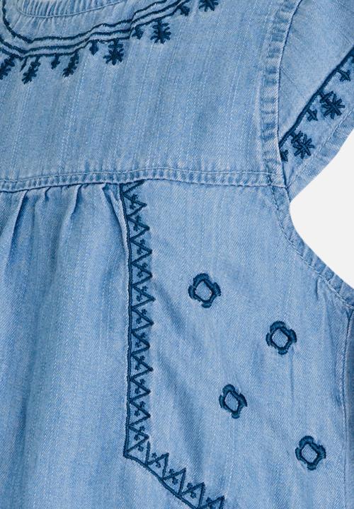 Pop Candy - Embellished Denim Dress Mid Blue
