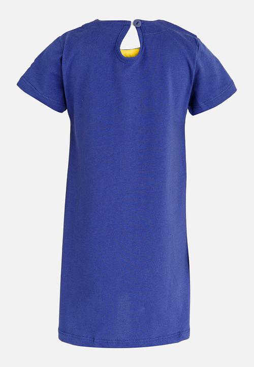Pop Candy - Printed Short Sleeve Dress Navy