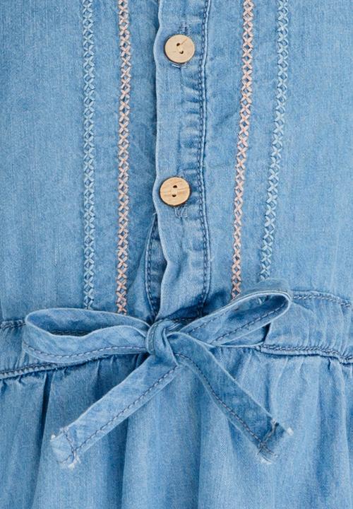 Pop Candy - Denim Front Tie Dress Blue