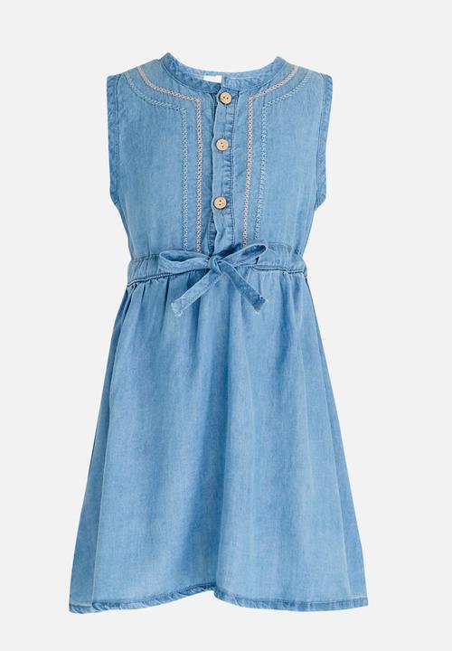 Pop Candy - Denim Front Tie Dress Blue