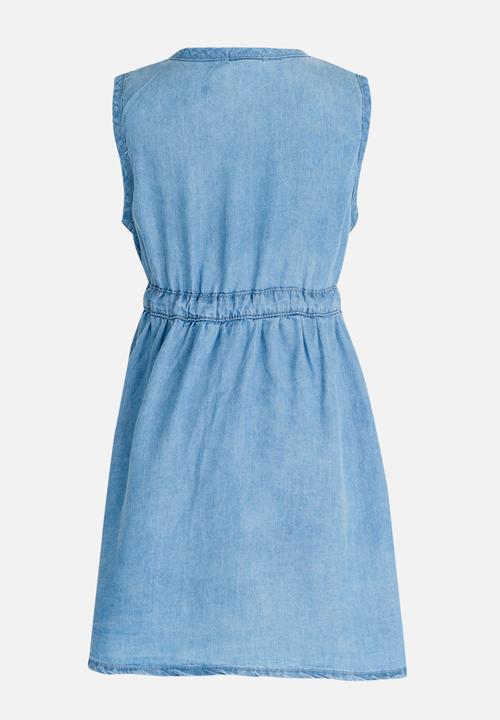 Pop Candy - Denim Front Tie Dress Blue
