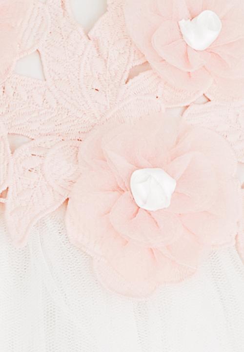 Pop Candy - Tutu Dress with Applique Flowers White