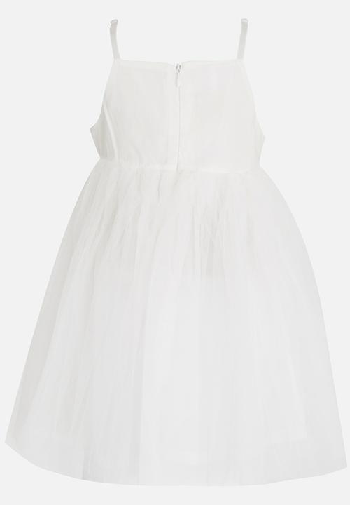 Pop Candy - Tutu Dress with Applique Flowers White