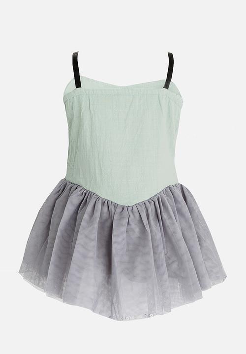 Pop Candy - Colour block tutu dress -  silver