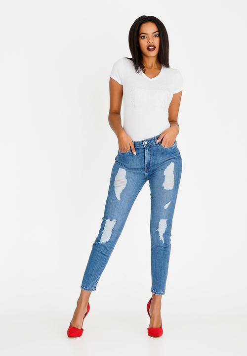 GUESS - Guess Embellishment Detail Tee Off White