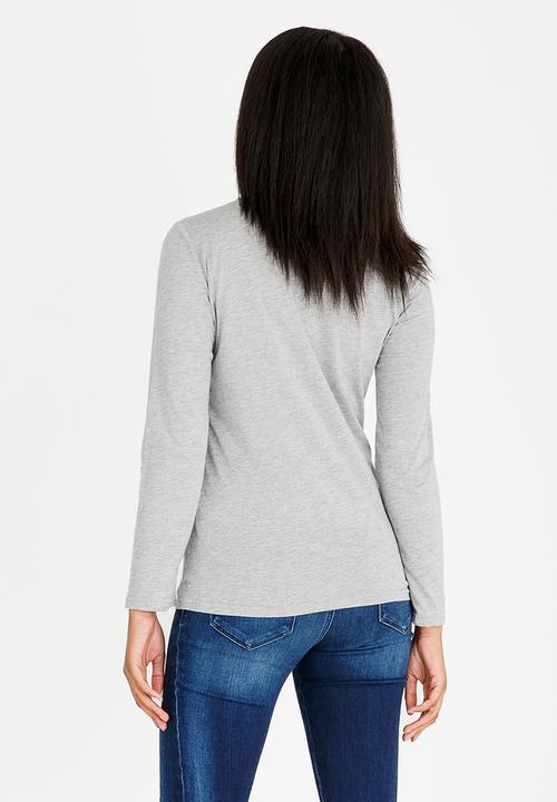 JEEP - Embroidered Long Sleeve Top Grey Melange