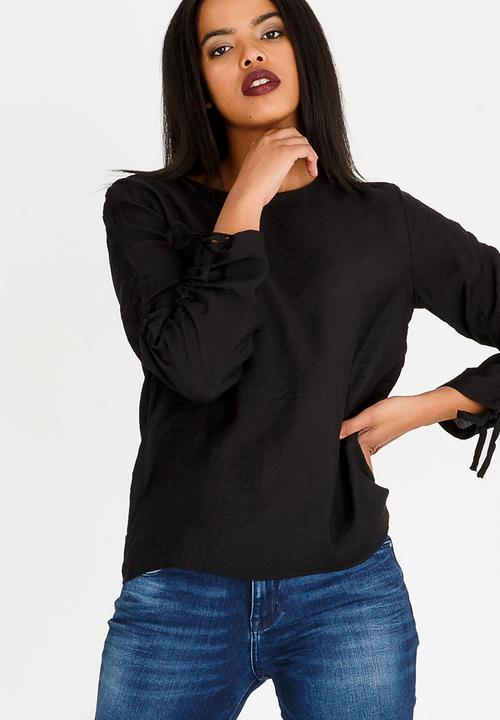 edit - Long Sleeve Blouse with Drawcord Black