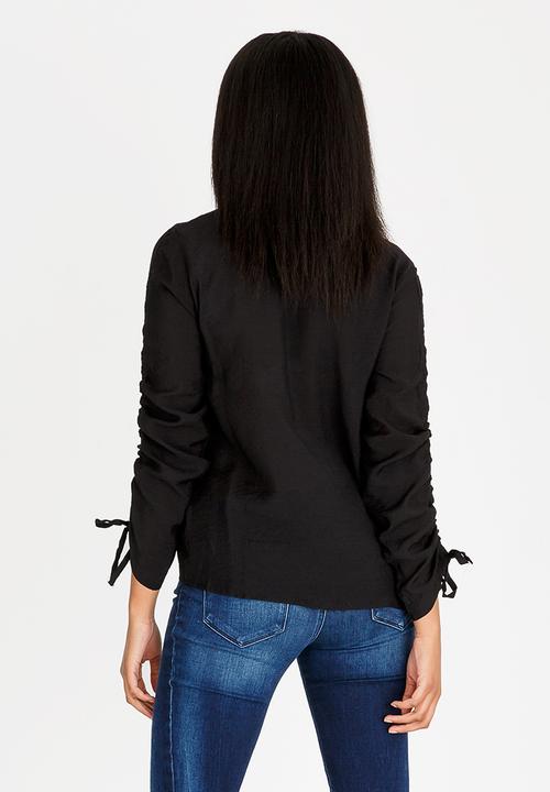 edit - Long Sleeve Blouse with Drawcord Black
