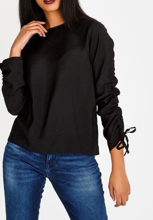 edit - Long Sleeve Blouse with Drawcord Black