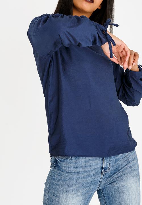 edit - Long Sleeve Blouse with Drawcord Navy