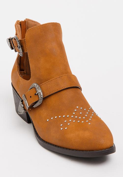 Jada - Western Ankle Boots Tan