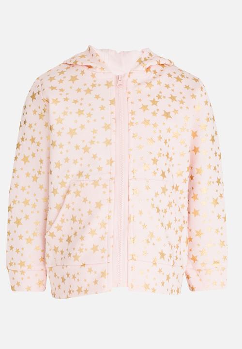 Pop Candy - Star printed hoodie - pink & gold