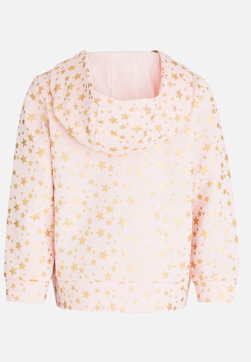 Pop Candy - Star printed hoodie - pink & gold