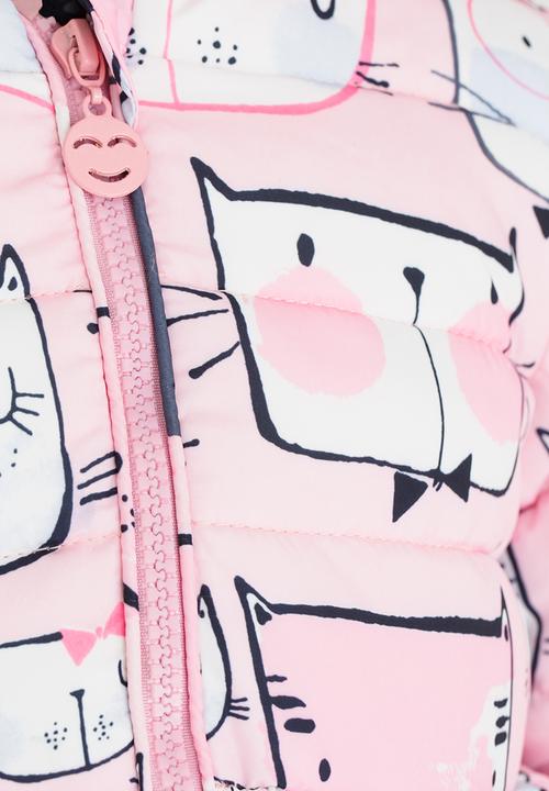 Pop Candy - Girls   Printed Puffer Jacket Pale Pink