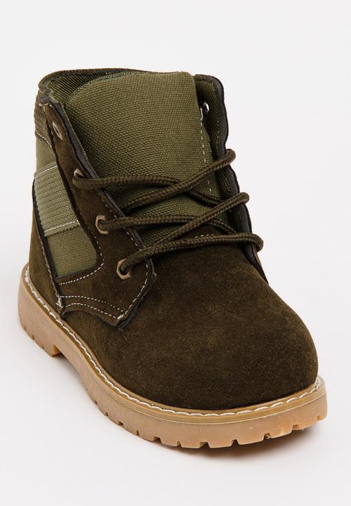 Pop Candy - Boys Combat Boot Khaki Green