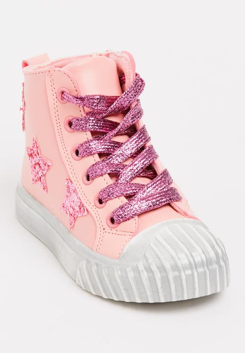 Pop Candy - Girls Star Embellished Sneaker Mid Pink