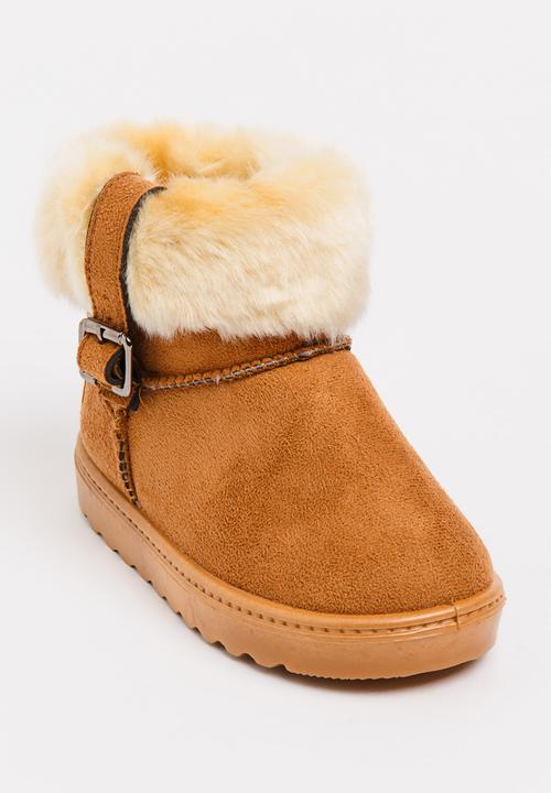 Pop Candy - Girls Faux Suede Boot Tan
