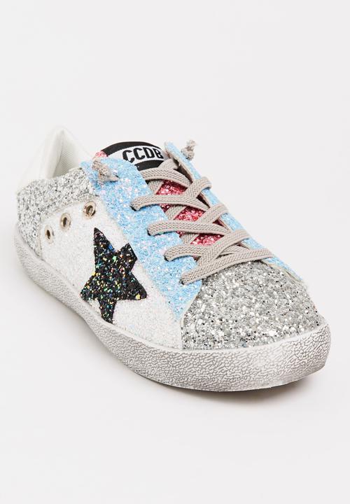 Pop Candy - Glitter Colour Block Sneaker Silver